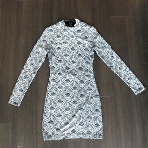 Black and silver glitter mini dress